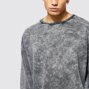 เสื้อสเวตเชิ้ตผู้ชายดีไซน์เฉพาะตัว ล้างสีแบบแอซิดวอช ผ้าฝ้าย 100% สำหรับฤดูหนาว คอกลม สวมใส่สบาย คุณภาพสูง จากโรงงานโดยตรง ทรงปกติ - Product Image 5