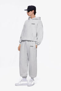 Conjunto de Sudadera con Capucha y Pantalones Deportivos para Hombre, Estilo Urbano Retro, Personalizado, Oversize, 100% Algodón, Transpirable, Estampado, Ecológico, Grueso, Liso - Product Image 2