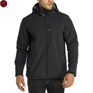 Veste softshell légère pour homme, unie, décontractée, résistante à l'eau, coupe-vent, respirante, pour l'hiver, en plein air, à capuche - Product Image 1