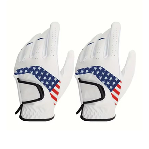 Gants de golf sportifs en cuir Cabretta respirant, antidérapants, blancs, avec logo personnalisé, matière douce, ajustement parfait, pour femmes et hommes, vente en gros - Product Image 1