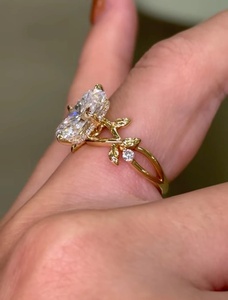 New Collection 3.02CT Radiant Cut Diamond Unique <b>Branch</b> Band Rings Lab Grown 10K Yellow Gold for Women's Wedding Surprise Gift - Product Image 4