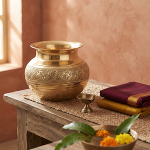 Kalash en laiton fait main, Kalash de Pooja gravé, Décoration religieuse, Pot en métal, Culte hindou, Décoration d'intérieur, Cadeaux, Vente en gros, Fournisseur OEM personnalisé - Product Image 3