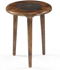 Table en bois à trois pieds, table basse ronde moderne et table d'appoint pour petits espaces avec pilier, livres et magazines en bois - Product Image 2