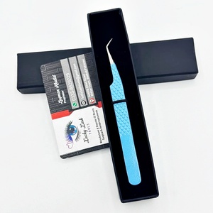 Pinzas de extensión de pestañas de Color azul cielo con purpurina 45 grados probadas a mano punta de fibra sostenible suministros de extensión de pestañas pinzas - Product Image 2