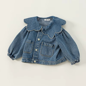 Manteau en jean décontracté printemps-automne pour bébés filles avec fermeture éclair brodée - Product Image 3