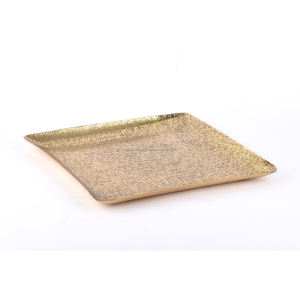 Plateau en nickel martelé texturé rectangulaire S/3 Ultimate Nickel Gold Finish Ustensiles de cuisine Plateaux polyvalents Vaisselle en métal - Product Image 2