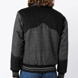 Veste varsity en laine mélangée pour homme, color-block, col rabattu, style décontracté, coupe classique, fermeture boutonnée, pour l'automne - Product Image 4