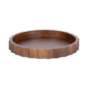 Eco friendly mango wood circular <b>tray</b> for serving <b>snacks</b> breakfast tea coffee stylish home hotel use decor modern - Product Image 5