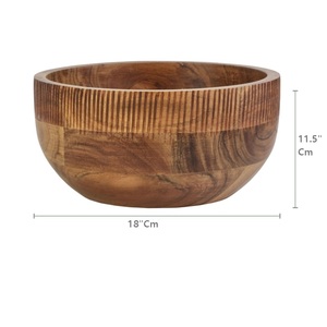 Tazón de Madera Pulida Natural Hecho a Mano, de Lujo, para Servir Ensaladas y Frutas, Decorativo para el Hogar y Restaurantes, Artesanía para el Hogar - Product Image 4