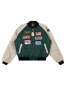 FLY GEENIUS X VANSON LEATHERS Eco-Friendly Windproof <b>Heated</b> STREETWEAR BOMBER <b>JACKET</b> BONE/GREEN - Product Image 1