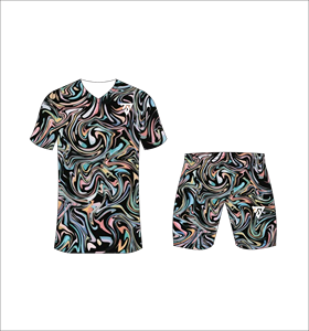 ชุดยูนิฟอร์มฟุตบอลแบบซับลิเมชั่นสำหรับผู้ชาย พร้อมเสื้อพิมพ์ลายหินอ่อนสีดำหลากสี และกางเกงขาสั้นเข้าชุด สำหรับมืออาชีพ - Product Image 2
