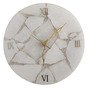 Horloge murale en pierre de marbre blanc faite à la main aiguilles dorées haute qualité Design moderne décoration de la maison de luxe horloge murale prix d'usine - Product Image 5