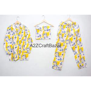 Conjunto de Pijama de Algodón 100% con Estampado Floral para Mujer, Invierno, Mangas Largas, Cintura Elástica, Transpirable y de Secado Rápido - Product Image 4