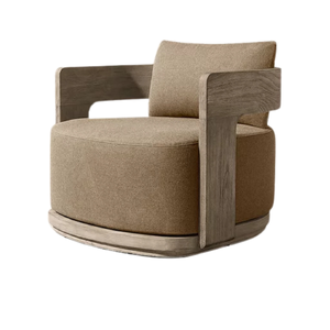 Sillón de Exterior de Lujo, Diseño de Teca Sólida con Brazos Curvos y Base Redondeada, Cojín Grueso, Asiento Premium para Villa, Resistente a la Intemperie - Product Image 3