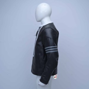 Blouson Bomber en Cuir Véritable pour Homme avec Logo Artistique, Fermeture Éclair sur le Devant, Col Montant, Style Moto, Vêtement d'Automne pour Homme, Imperméable et Respirant pour le Printemps - Product Image 4
