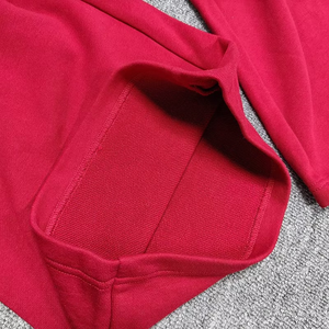Survêtement à capuche rouge, manches longues, fermeture éclair sur le devant, couleur unie, vêtement décontracté, 100% coton, respirant, poids moyen, style automne pour adulte - Product Image 3
