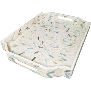 Luxury Handcrafted Mother Of Pearl Inlay Serving Tray Natural Shell Decorative <b>Vanity</b> Tray For Coffee <b>Table</b> & Home Kitchen Decor - Product Image 3