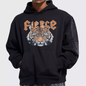 Men's <b>Black</b> Hooded Sweatshirt Regular Fit Solid Front Logo Casual Style Autumn Wear <b>Fleece</b> 100% Cotton Pocket - Product Image 2