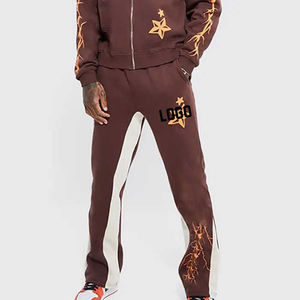 Conjunto de Chándal de Algodón Grueso para Hombre, Estilo Urbano, Sudadera Oversize y Pantalones Anchos Acampanados, con Logotipo Personalizado - Product Image 5