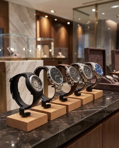 Luxury Custom <b>Acrylic</b> Wooden Modern Watch <b>Display</b> <b>Stand</b> Transparent Finish Laser Engraving Logo Printing for Retail Store - Product Image 6