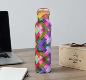 Vibrant Multicolor <b>Brush</b> Art Copper <b>Bottle</b> Eye Catching Designer Finish For Aesthetic Daily Hydration Travel Home Office And Gym - Product Image 4