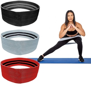 Ensemble de 3 bandes de hanche de résistance en tissu personnalisées OEM de jambes à boucle bandes de fessier pour les femmes Yoga sans roulement Fitness en vrac - Product Image 1