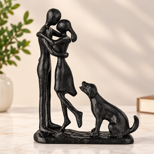 Sculpture d'amour en fer forgé artisanale, cadeau d'anniversaire, figurine romantique en métal, statue de couple noire, décoration d'intérieur, mariage, anniversaire - Product Image 2