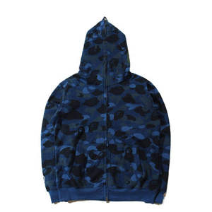 Unisex 100% Cotton Bapeed Shark <b>Camo</b> Zip-Up Outfit Original Edition Double <b>Cap</b> Sweatshirt Hoodie 1:1 Embroidered Loose - Product Image 4