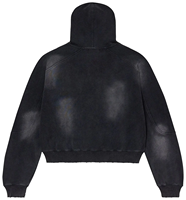 Sweat à capuche oversize personnalisé brodé, style gothique Y2K streetwear, vintage, noir délavé, épais, 100% coton, pull-over