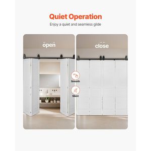 Kit Binario per Porta Scorrevole a Soffietto (Barn Door) da 64 Pollici, Montaggio Superiore, Resistente, Installazione Facile, Scorrimento Fluido e Silenzioso - Product Image 5