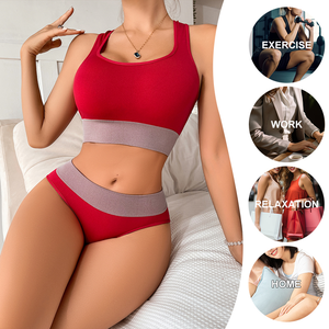 Hot Sale <b>Bra</b> & Brief Sets Women Breathable Ribbed Yoga Seamless Underwear Set Ladies Women's <b>Sports</b> <b>Bra</b> and Panties Sets - Product Image 3