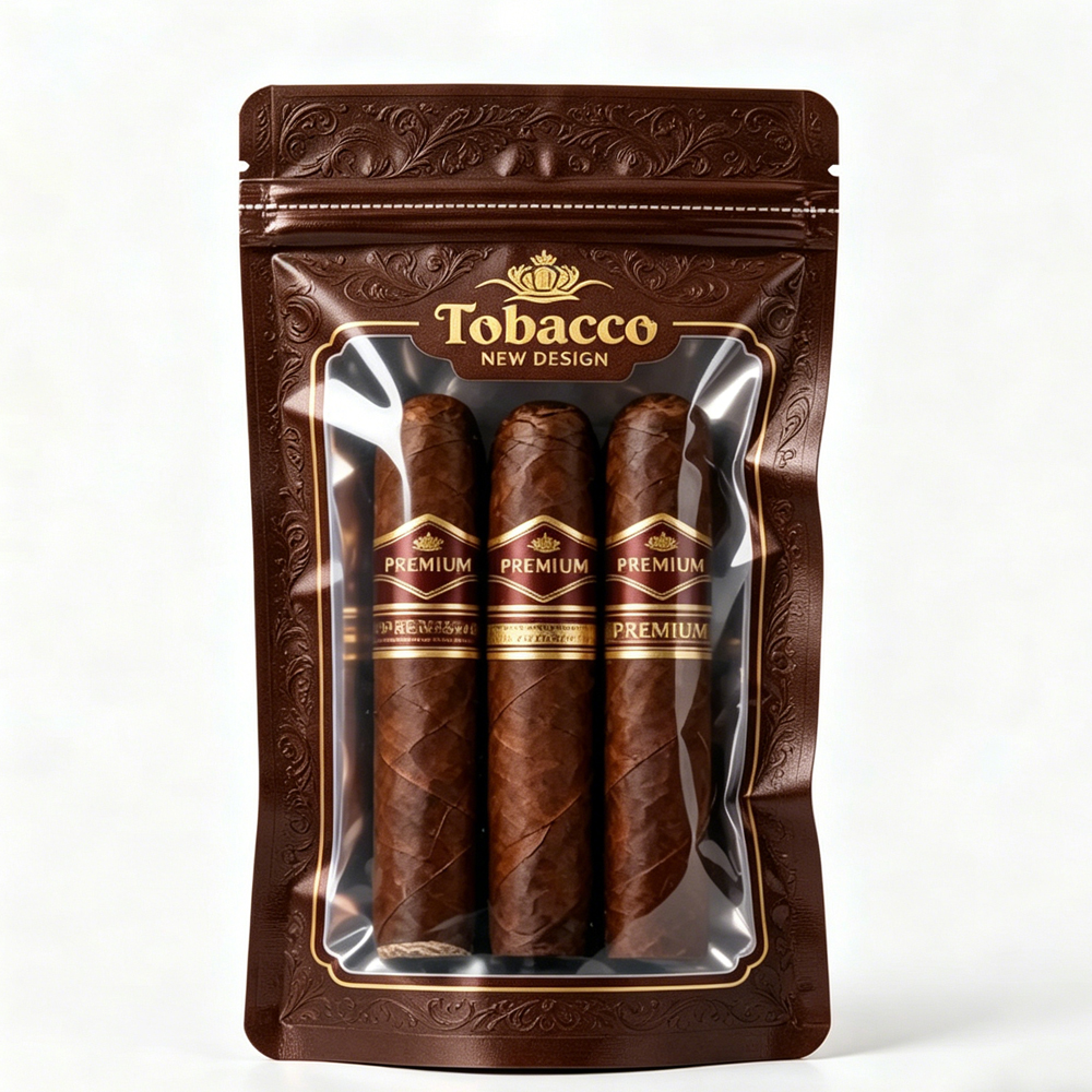 Custom Printing Humidity Cigar Bags Ziplock Packaging Resealable Pouches Packaging Bag Cigar Travel Tobacco Plastic Packaging