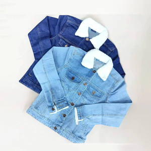 Veste en jean à col en fourrure, style streetwear, coupe slim, déchirée, vintage, manches longues, classique, pour homme et femme - Product Image 1