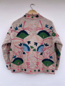 Chaqueta Suzani Estampada Artesanal al por Mayor, Chaqueta Bohemia de Algodón Tejido con Cuello Alto, Abrigo Regular para Otoño/Invierno, Unisex - Product Image 5