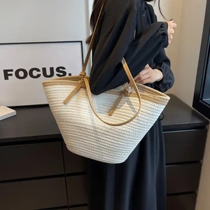 Wholesale fashion summer shoulder <b>bag</b> custom logo woven <b>straw</b> tote <b>bag</b> women's handbag 2026 - Product Image 4