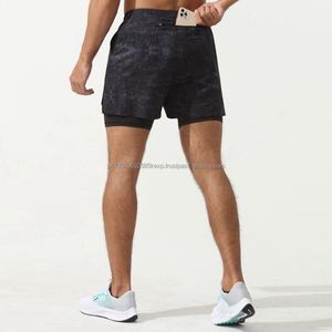 Short d'entraînement sportif pour homme avec poche pour téléphone Short de course 2 en 1 pour homme - Product Image 4