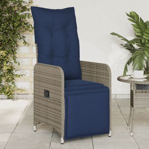 Juego de 2 sillas reclinables de poliratán gris para patio con cojines - Product Image 1