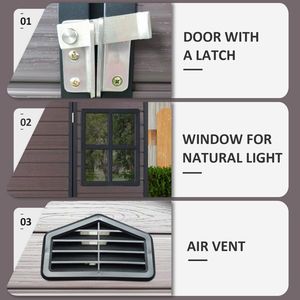 Casetta da Giardino in Resina 8 x 6 Piedi, Impermeabile con Pavimento, Due Finestre e Porta con Serratura, per Giardino e Patio - Product Image 3