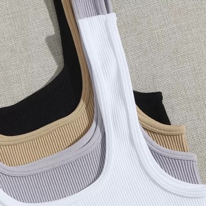 White Seamless Solid Square Collar Slim Fit <b>Crop</b> Tank <b>Top</b> for <b>Men</b> in Spandex/Nylon Casual Wear - Product Image 4