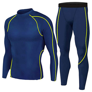<b>Men's</b> Plus Size Compression Long Sleeve <b>Base</b> <b>Layer</b> Legging Suits Gym Workout Training Compression Athletic Set - Product Image 5