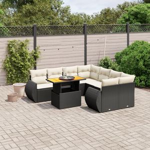 Conjunto de Sofá de Jardín con Reposabrazos Ajustables Grandes en Ratán Sintético Negro, Muebles de Exterior Cómodos - Product Image 1