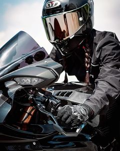 Full Finger Motorcycle Riding Gloves Black PU Leather Touchscreen Compatible Non Slip Breathable Hand Grips Adjustable Wrist - Product Image 6