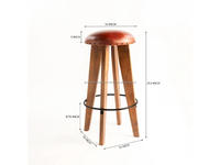 Tabouret de bar en bois avec coussin en cuir et repose-pieds, design industriel moderne, pliable, idéal pour appartement, chaise haute avec structure en bois massif