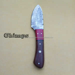 Cuchillo de Hoja Fija de Acero de Damasco de Grado Industrial de Alta Calidad con Mango de Madera y Funda de Cuero para Caza y Supervivencia OEM - Product Image 5