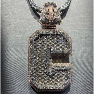 Pendentif personnalisé lettre « G » en moissanite, collier hip-hop plaqué or, bijoux rappeur bling-bling, cadeau - Product Image 1