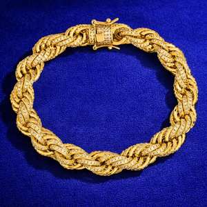 สร้อยข้อมือโมอิสซาไนต์ สร้อยคอเงินแท้ เครื่องประดับหรูหราแบบ Iced Link ของขวัญสำหรับเขาหรือเธอ สวมใส่ได้ทุกวัน เครื่องประดับฮิปฮอป - Product Image 1