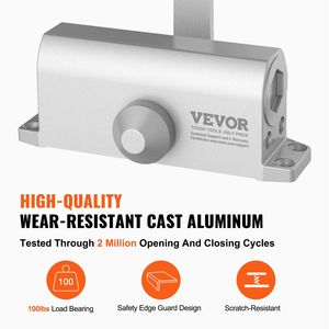 Cierrapuertas Hidráulico Ajustable de 100 Libras, Cierrapuertas Automático para Uso Comercial y Residencial con Pesas para Puertas - Product Image 5