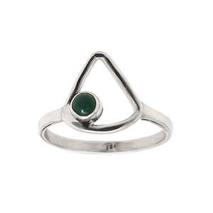 Unique Triangle Shape <b>Ring</b> Comes With Brilliant Round Cut Natural Green Onyx Gemstone Crafted From Solid <b>925</b> Sterling <b>Silver</b> - Product Image 1