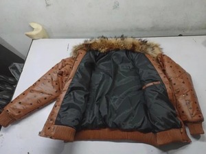 New <b>Men</b>’s MCM Cognac Monogram Handmade Leather Puffer <b>Jacket</b> with <b>Fur</b> Collar & Hat Luxury gift <b>for</b> him - Product Image 5