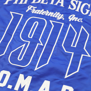 Chaqueta Bomber Azul Rey con Escudo de Letras Griegas Phi Beta Sigma para Hombre, Chaqueta con Cierre, Corte Clásico - Product Image 6